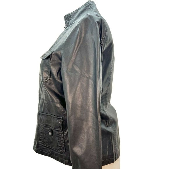 Kelly by Clinton Kelly Medium Black Zip Vegan Leather Jacket - Picture 3 of 7